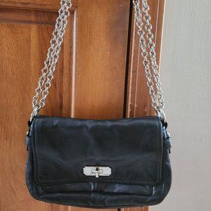 Coach Chelsea Black Leather Flap Convertible Shoulder Crossbody Bag C1193-17825